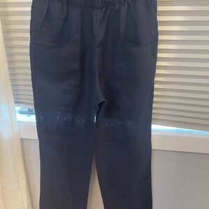 Quince Navy Track Pants with Elastic Waistband and Tapered Leg